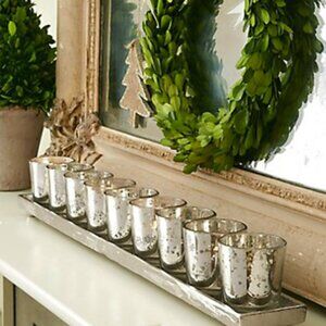 MERCURY GLASS VEGAN SOY VOTIVES & TRAY (SET) BY WOLFGANG & ISABELLA CANDLES